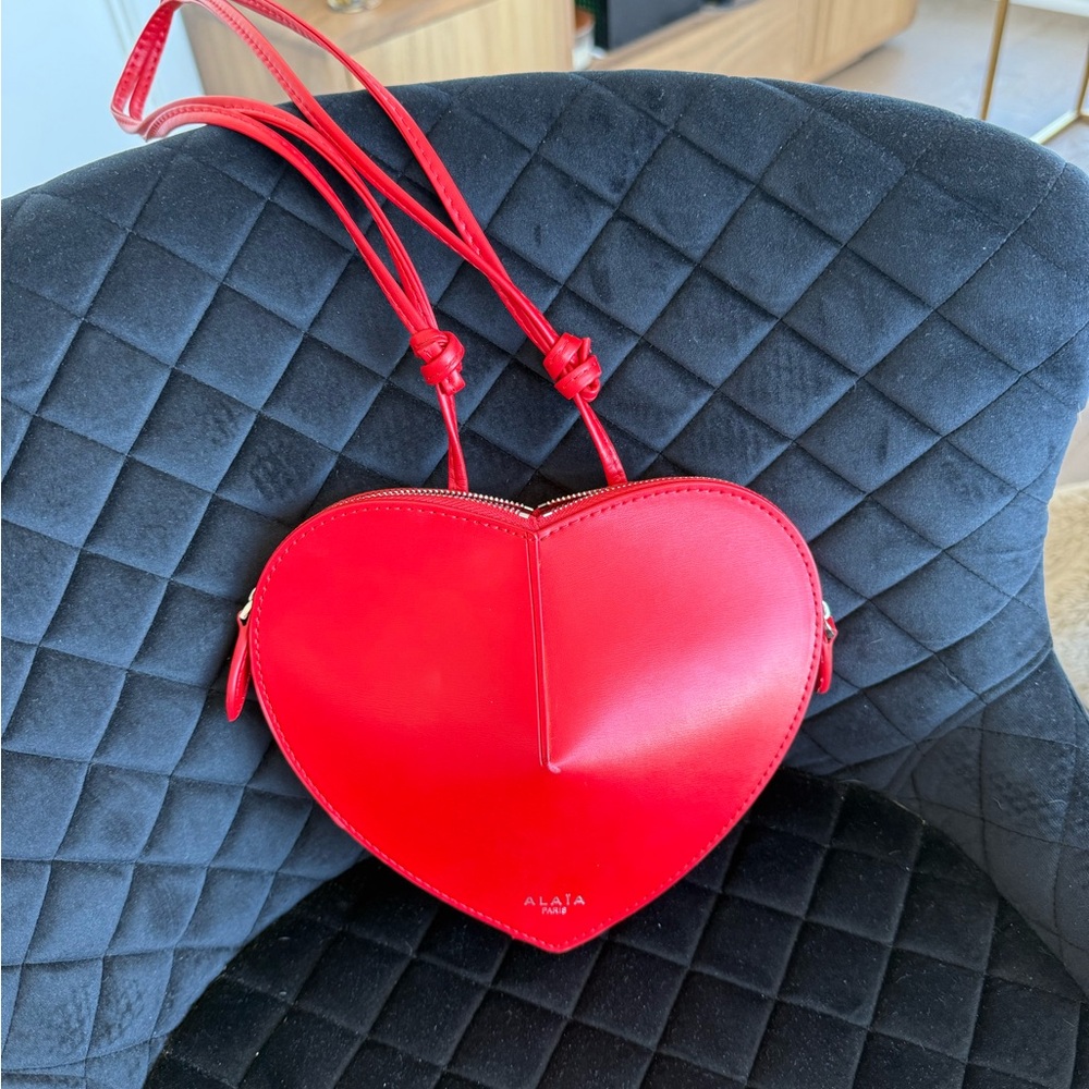 Red Heart-Shaped Women's Bag Leather